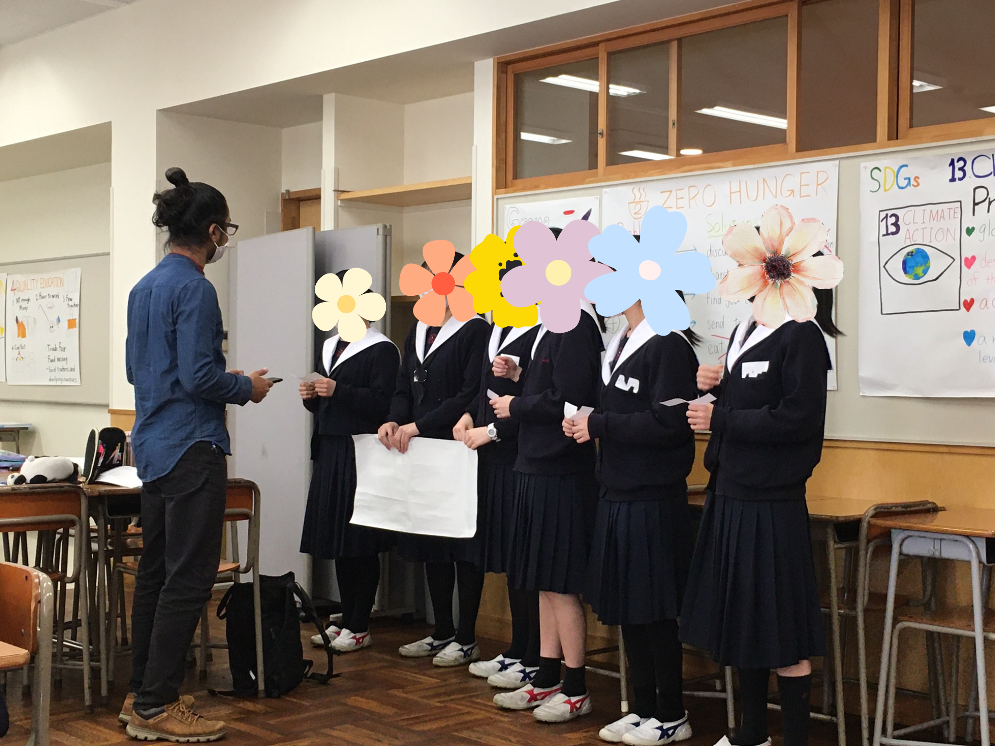 My team practicing for a presentation at a school in Osaka.