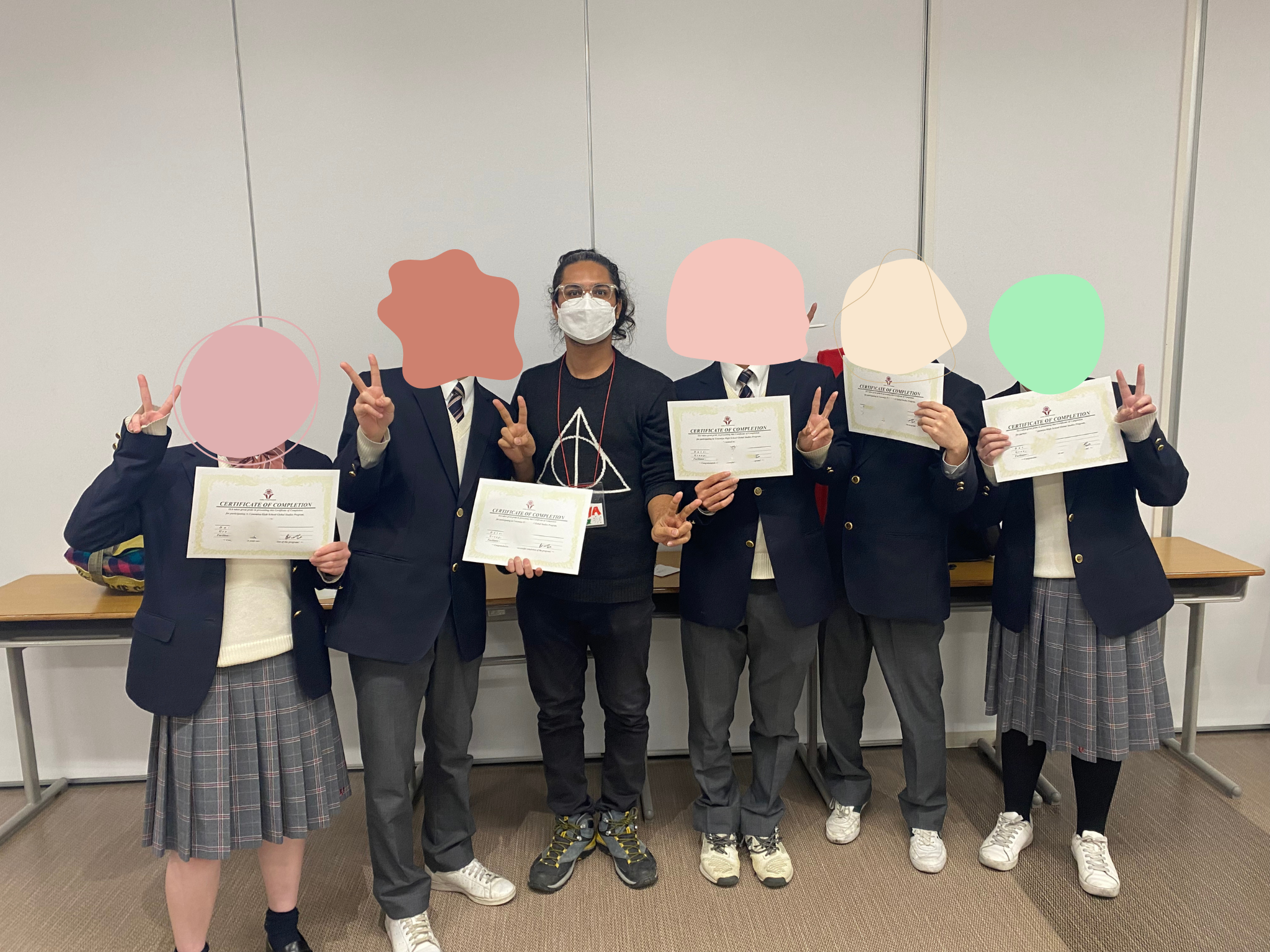 At a school in Osaka after a successful program.