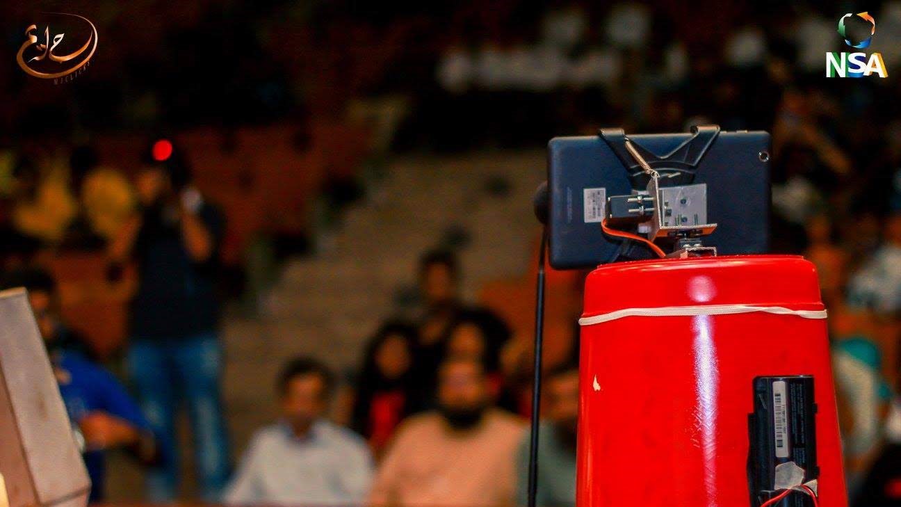 Robo-Chotu onstage opening for an event at NED University