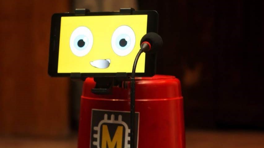 Robo-Chotu onstage opening for an event at NED University
